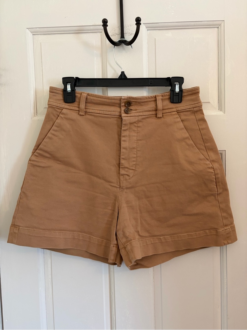 Everlane The Way High Cotton Twill Shorts Tan/Orange Size 8 5'' inseam